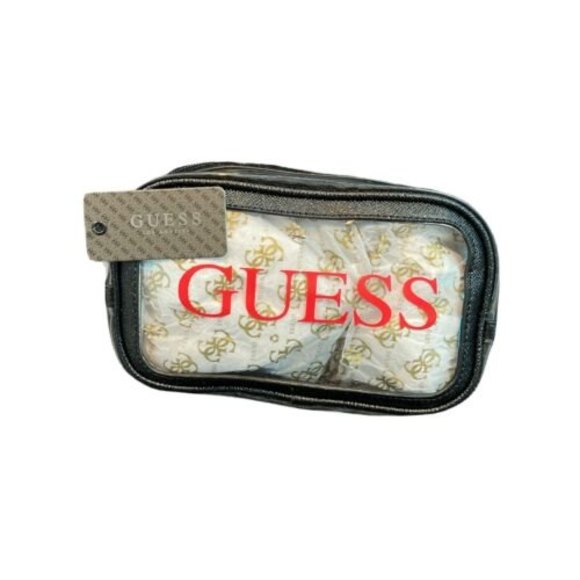 GUESS See Through With Black Glitter Junction Travel Bag/Cosmetic Bag NWT - Picture 1 of 4